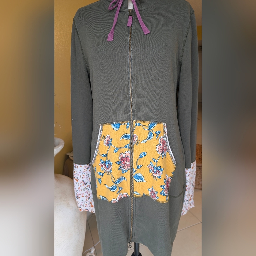 Matilda Jane Olive Green Hoodie Choose your own path Patch of light Size Large - Picture 7 of 13